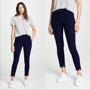 MOTHER High Waist Looker Ankle Chew Blue Cords 28